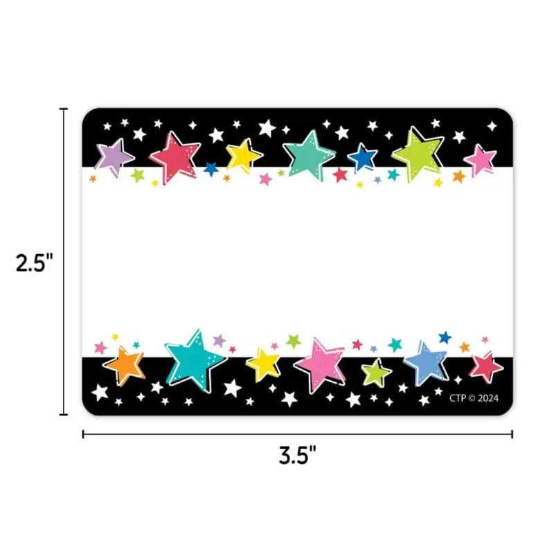 Colorful stars on black (star bright) labels