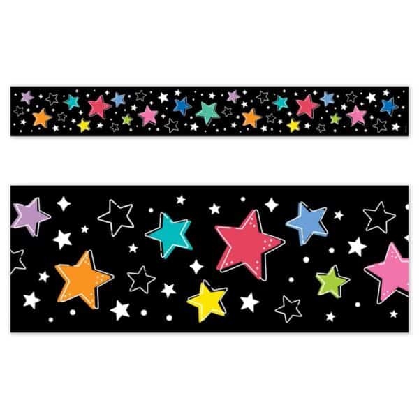 Colorful stars on black (star bright) ez border