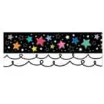 Colorful stars on black (star bright) ez border