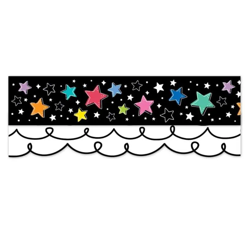 Colorful stars on black (star bright) ez border