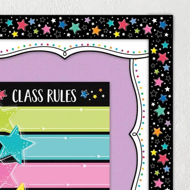 Colorful stars on black (star bright) ez border