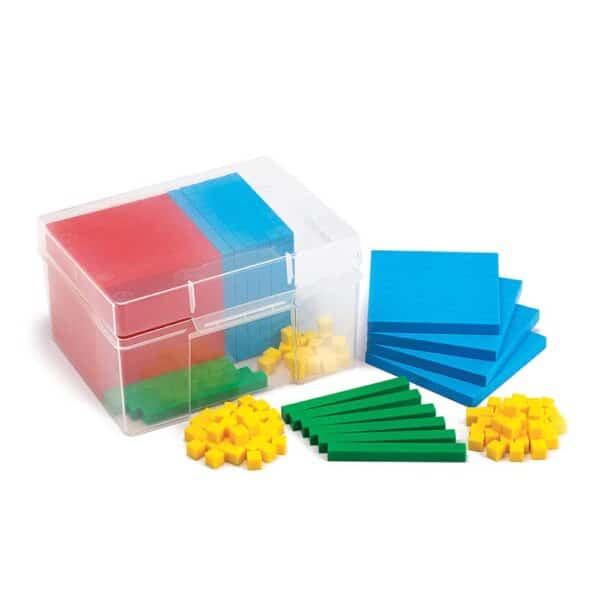 a plastic box with colorful blocks in it
