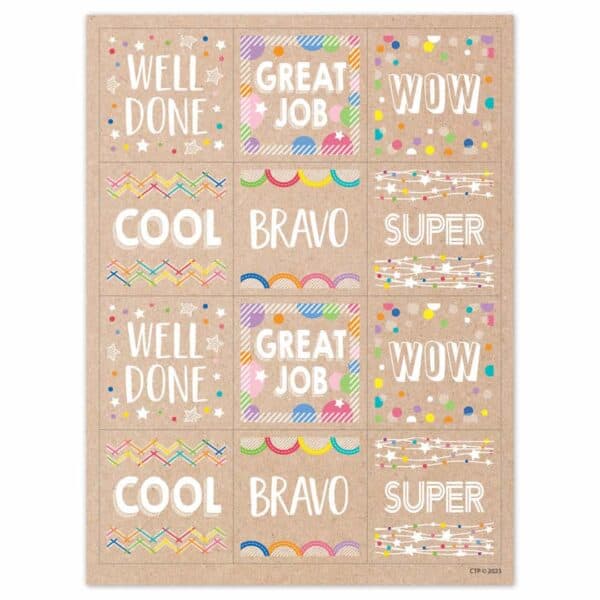 Colorful Kraft Rewards Stickers (Krafty Pop)