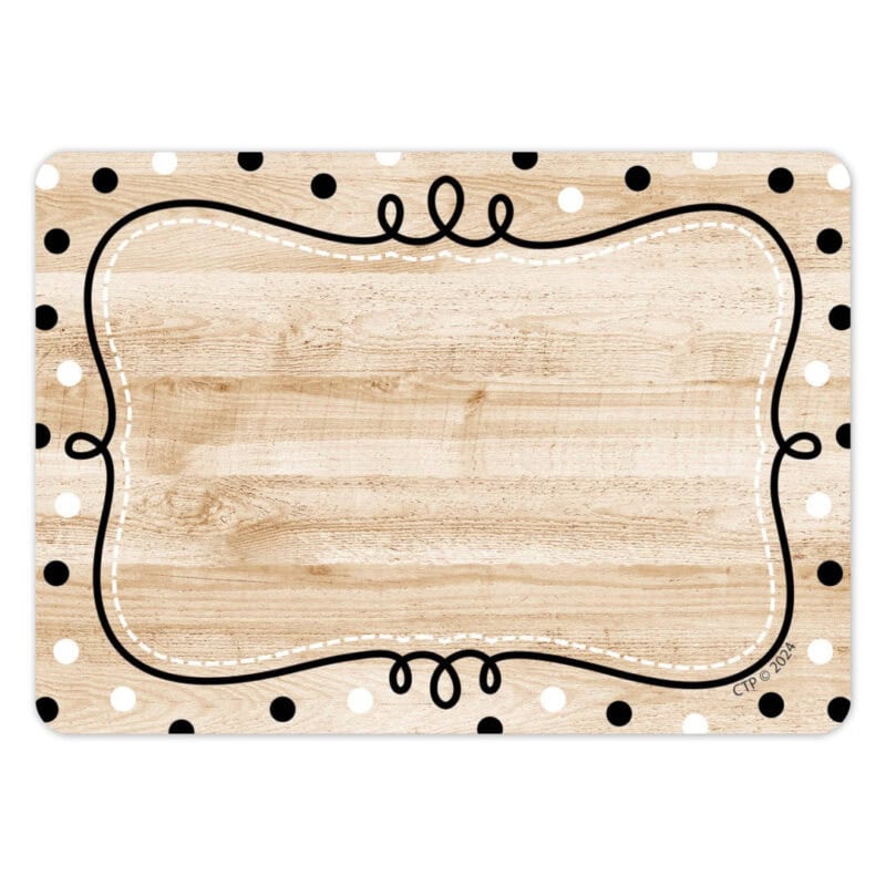 Loop-de-dots on wood labels (core decor)