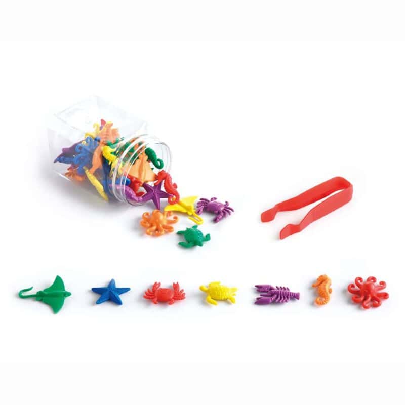 A jar of colorful toys