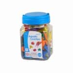 a jar of colorful objects
