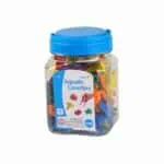 a jar of colorful objects
