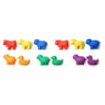 a group of colorful plastic animals