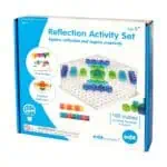 a box with a set of colorful cubes