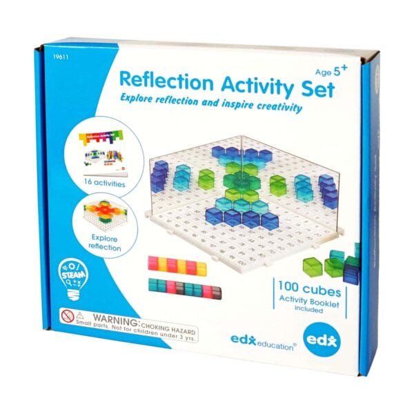 a box with a set of colorful cubes