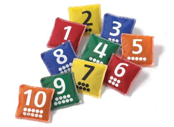 colorful square bags with numbers