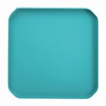 a blue square tray with a white background