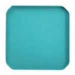 a blue square tray with a white background