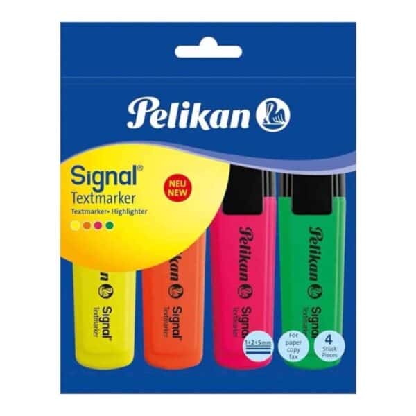 4-Pack Pelikan Highlighter Set, Assorted Colors - High-Quality, Vibrant Ink for Highlighting and Marking