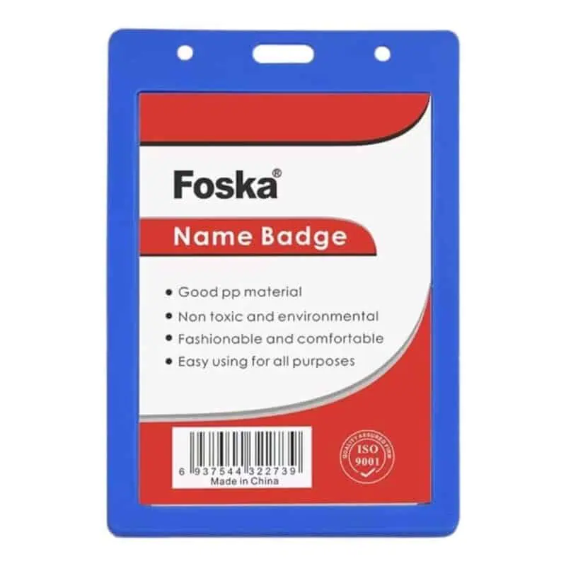 Name Badge Plastic Color Blue, Horizontal (12PCS)  73x105mm