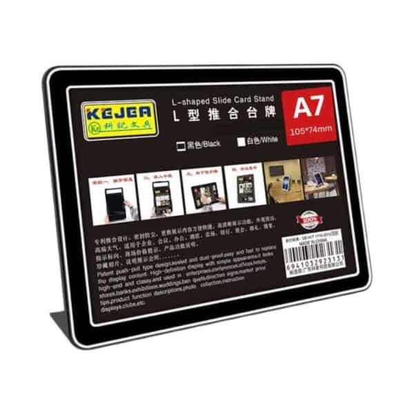 Black L-shaped Slide Card Stand-Horizontal A7-105*74