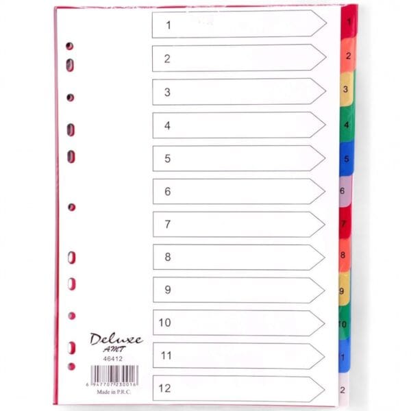 Plastic colorful divider 1-12 12pcs/set