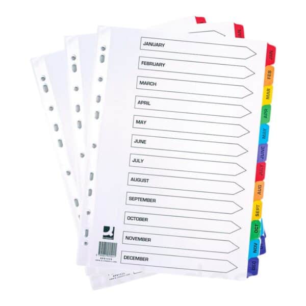 Plastic colorful divider Jan-Dec., 12pcs/set
