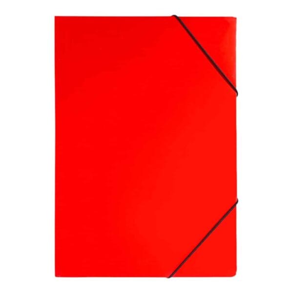Red PAPER FOLDER with black round elastic band