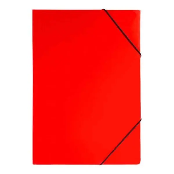 Red PAPER FOLDER with black round elastic band