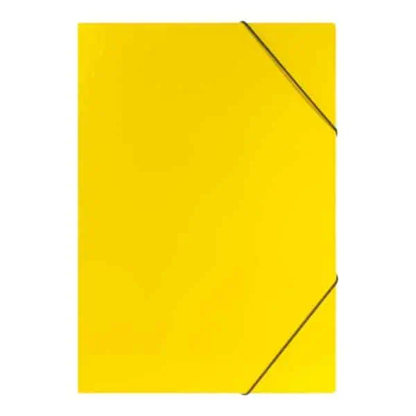 Yellow PAPER FOLDER with black round elastic band