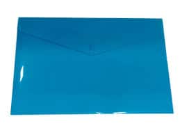 Blue Clear Plastic Envelope folder with button & name card pocket