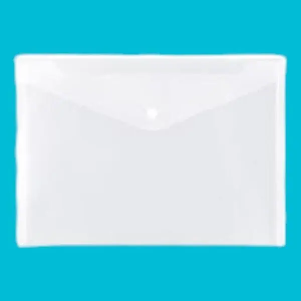 Clear Plastic Envelope folder with button & name card pocket