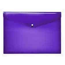 Purple Clear Plastic Envelope folder with button & name card pocket