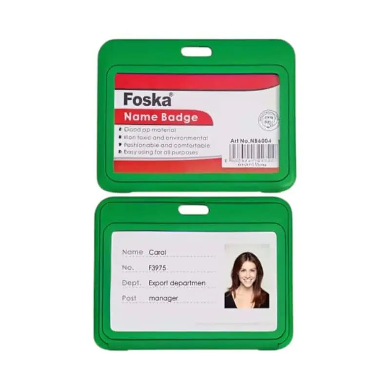 Name Badge Plastic Color Green,Vertical (10PCS) 54x86mm