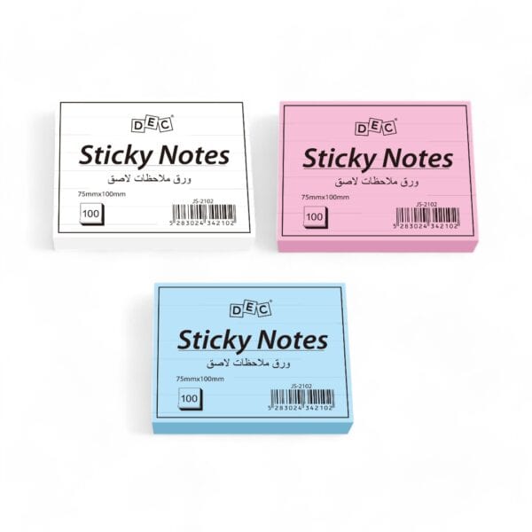 Lined Notes Pastel 75mm*100mm 100sheets yellow, pink, green, blue, white