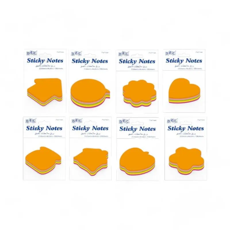 Die-cut sticky notes cube 71mm*71mm assorted 4 neon colors  100 sheets ,