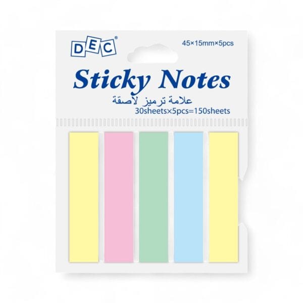 Assorted sticky notes, pastel yellow pink green blue yellow 45mm*15mm*5pcs