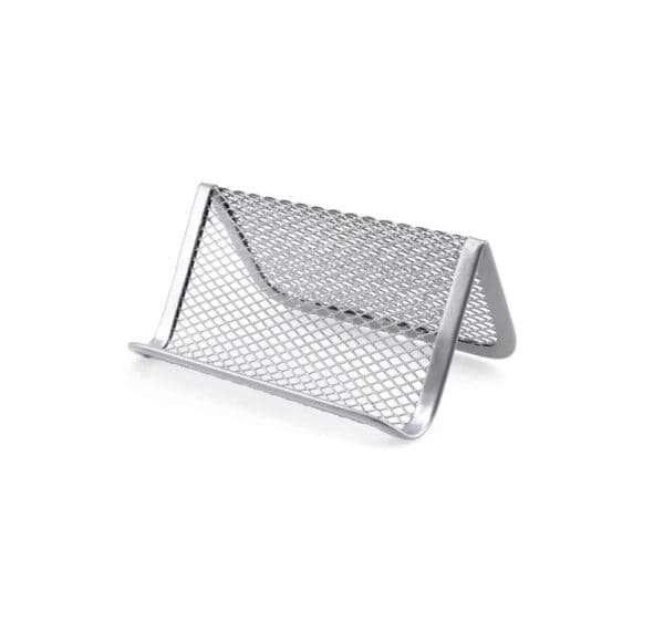 a metal mesh holder on a white background