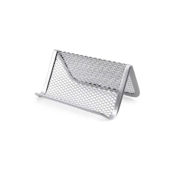 a metal mesh holder on a white background