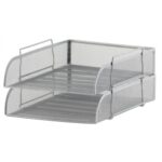 a stack of metal trays