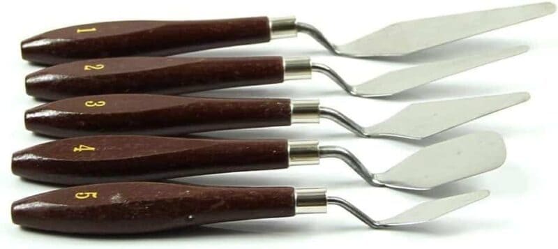 5 pieces stainless steel mixed scraper set spatula knife for artists oil painting