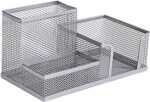 a group of metal baskets