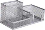 a group of metal baskets