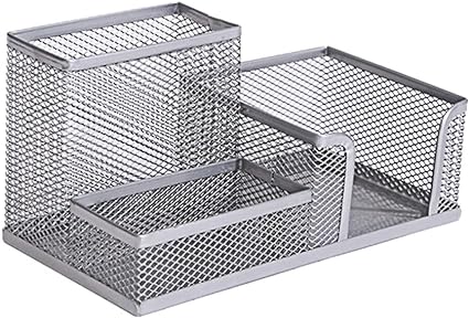 a group of metal baskets