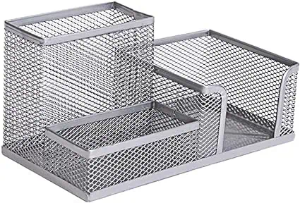 a group of metal baskets