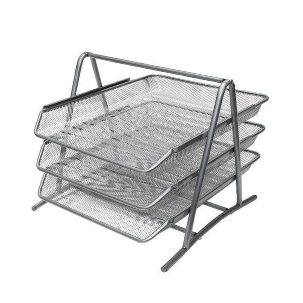 a stack of metal trays
