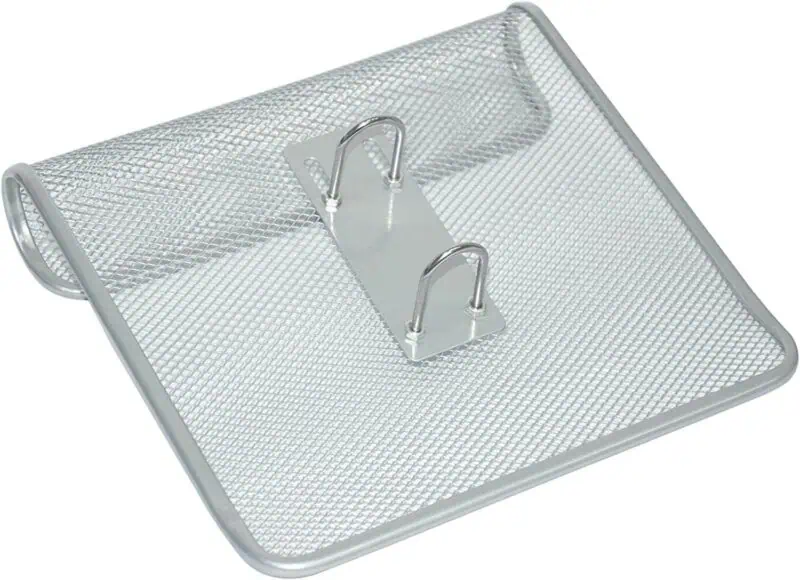 a metal mesh cover with a metal handle