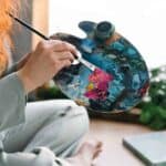 Wooden Paint Palette Paint Tray Palettes Thumb Holder Trays for Artist, 1 PCS