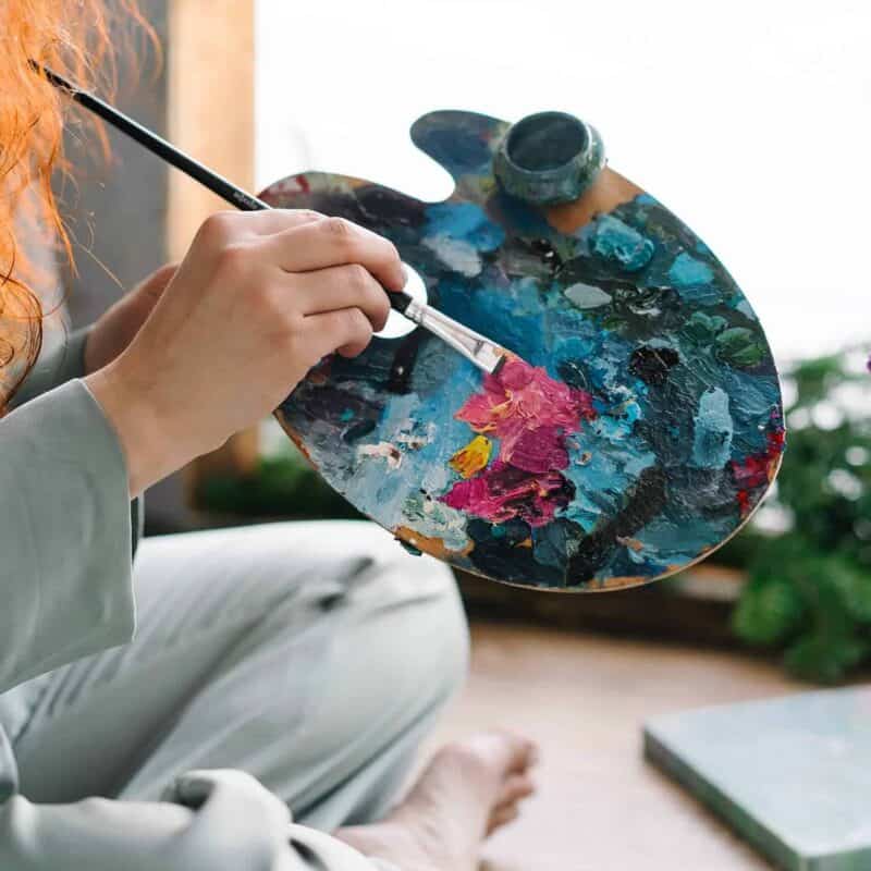 Wooden paint palette paint tray palettes thumb holder trays for artist, 1 pcs