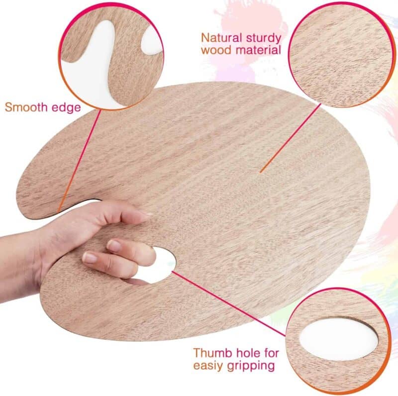 Wooden paint palette paint tray palettes thumb holder trays for artist, 1 pcs