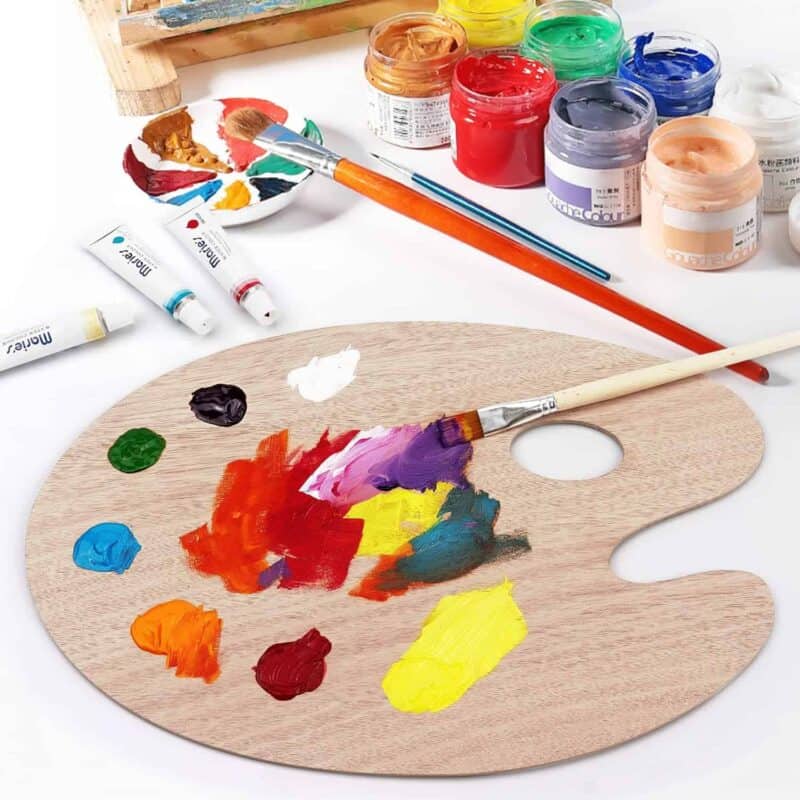 Wooden paint palette paint tray palettes thumb holder trays for artist, 1 pcs