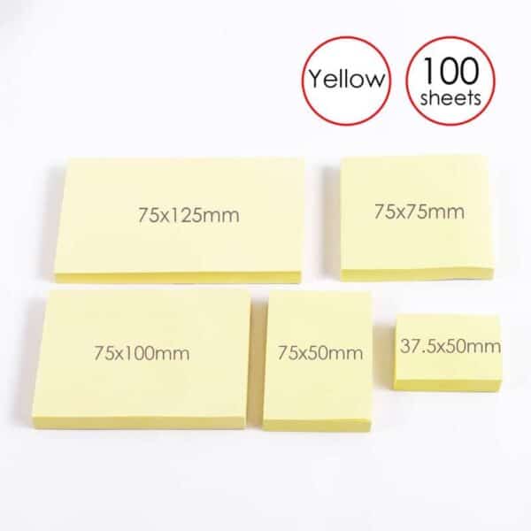 100 Sheets 75x75mm Sticky Note Pad - Premium Quality Adhesive Memo Notes