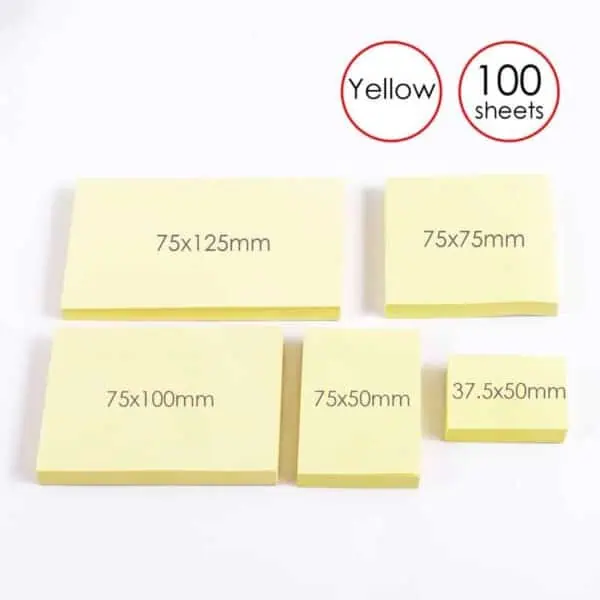 100 Sheets 75x75mm Sticky Note Pad - Premium Quality Adhesive Memo Notes