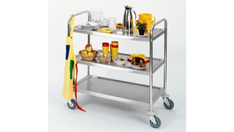Vinco educational 3-level serving trolley: robust, heat-resistant, and ideal for daycare centers - easy to assemble and child-friendly