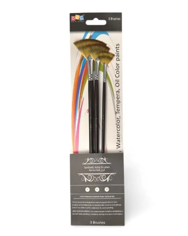 Paint Brush Set 3 pcs Fan Brush Set Soft Anti-Shedding Nylon Hair Birch Wooden Long Handles